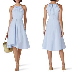 Jason Wu Apron Dress Sleeveless Fit & Flare Striped Blue & White 0